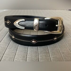 Brighton Denver Diamond Black Leather Belt Men’s Size 42